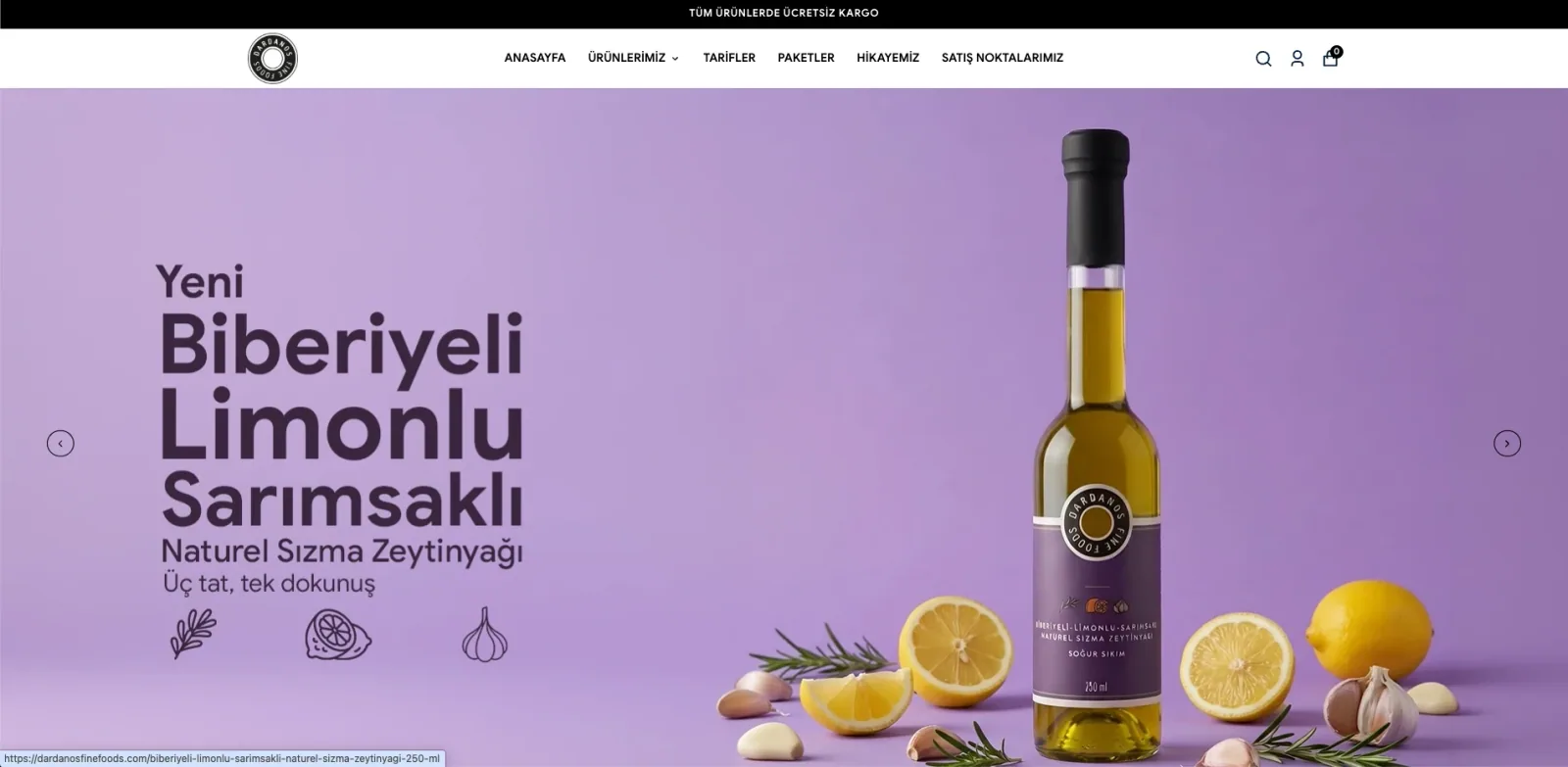 Dardanos Fine Foods web sitesi tasarımı
