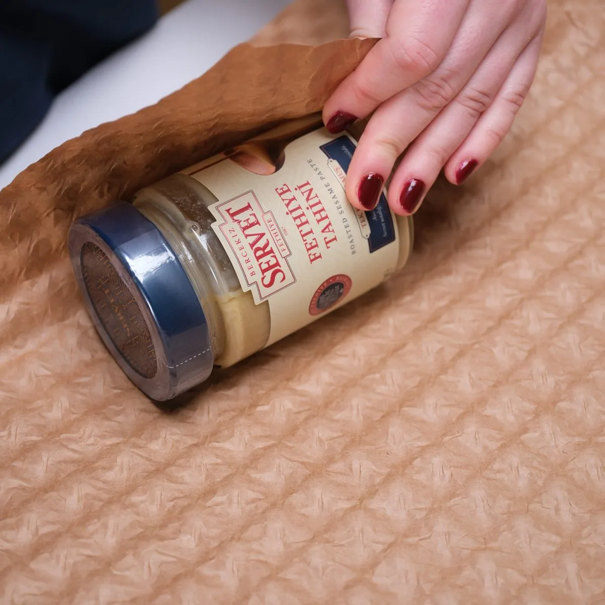 Tahin kavanozu, paketleme ürün fotoğrafı
